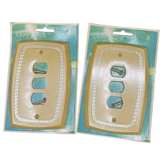 Light Touch Other - ✨ Light Touch Tan Gold Triple Outlet Covers Lot 2 Vintage Retro Wall Plates NOS